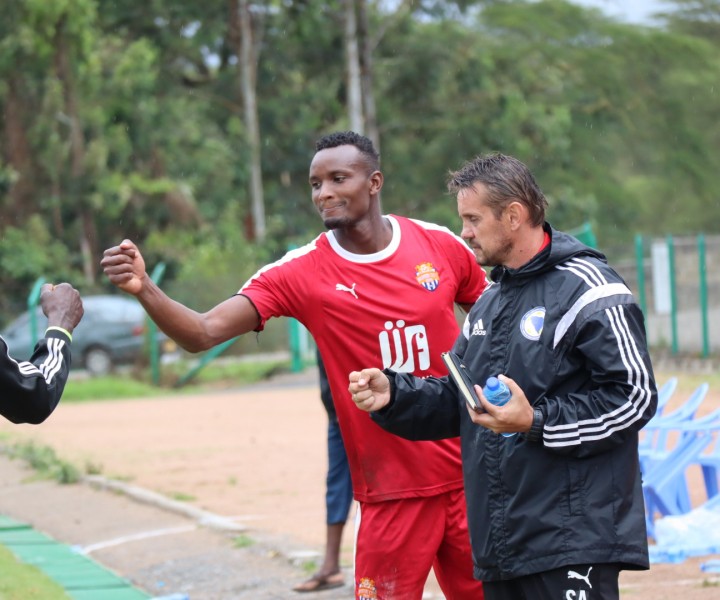 Keeper Steve Njunge gets the thumps up after saving a penalty against Nzoia Sugar in a season opener on Sun 29 Nov 2020 in Narok. He was named MVP on Fri 11 Dec 2020 after a 2-0 win over Bandari