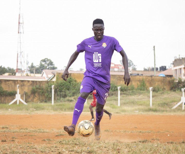 Gambian striker Ebrima Sanneh during a Betway Cup Round 64 game against Mutomo Tigers at Kitui Stadium on Sat 13 Feb 2021. He scored a brace to lead City Stars to a 4-1 win