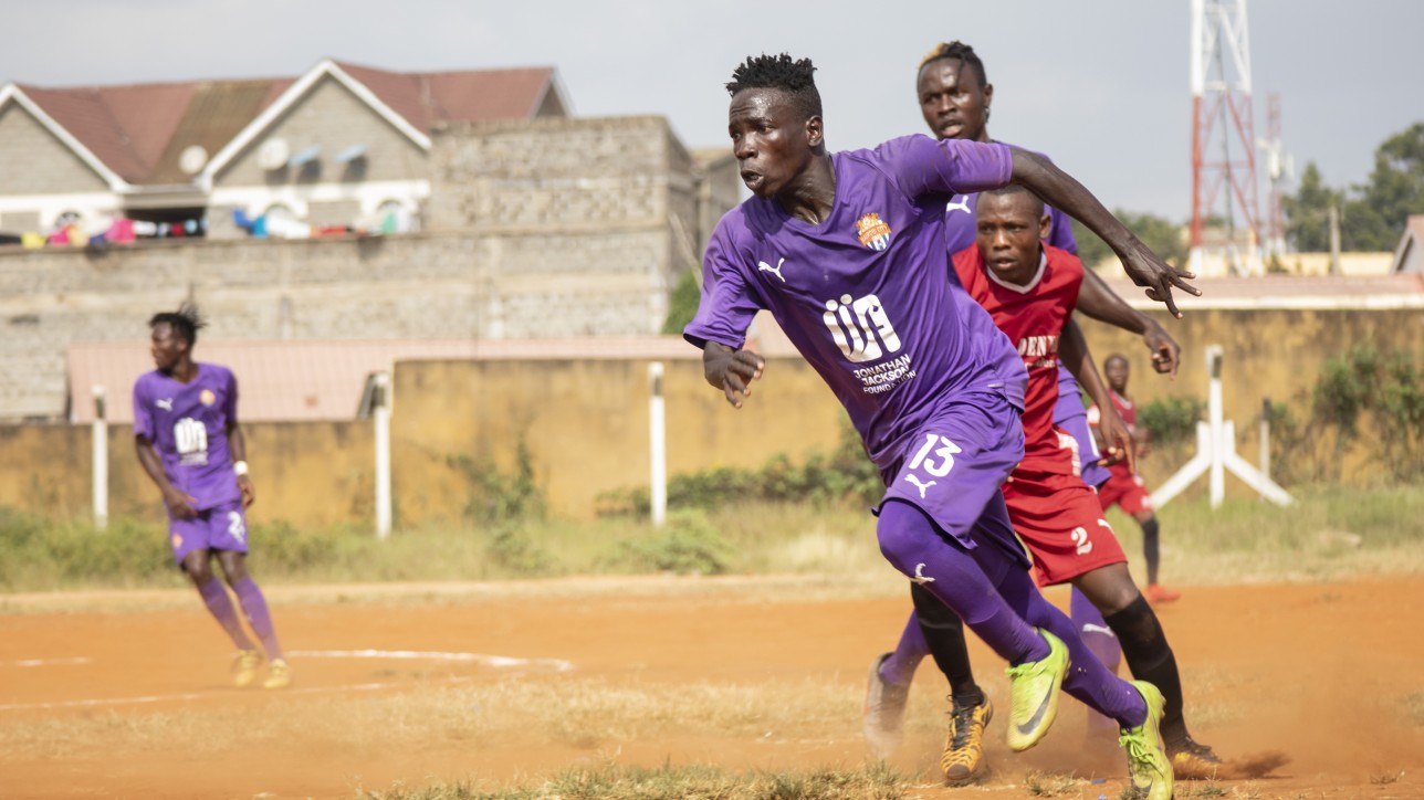 City Stars flyer Rodgers 'Okuse' Okumu in action against Mutomo Tigers at Kitui Stadium on Sat 13 Feb 2021 during a round 64 Betway Cup. City Stars won 4-1