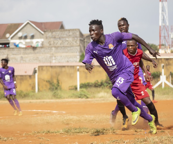 City Stars flyer Rodgers 'Okuse' Okumu in action against Mutomo Tigers at Kitui Stadium on Sat 13 Feb 2021 during a round 64 Betway Cup. City Stars won 4-1