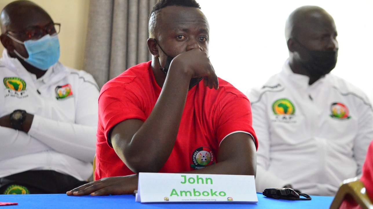 Nairobi City Stars coach John Amboko during the opening of CAF B course at KISE on Mon 6 Sept 2021