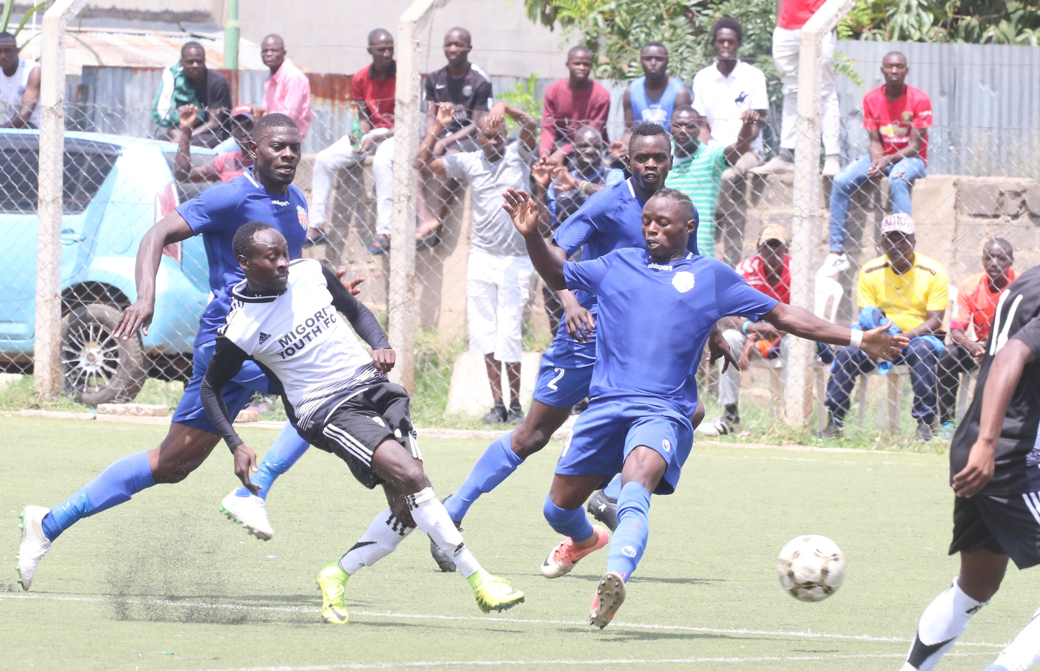 Part of the action between City Stars and Migori Youth on Sat 2 Nov 2019. City Stars won the game 2-1