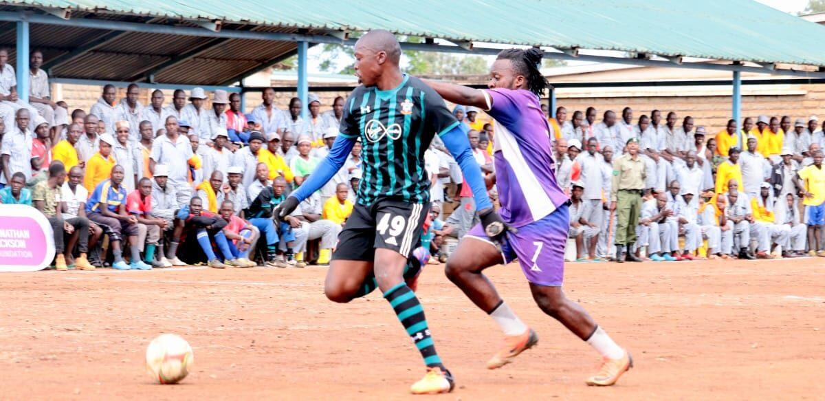 City Stars Heritier Luvualu challenges a player from Kamiti. Photo credit Man Devu