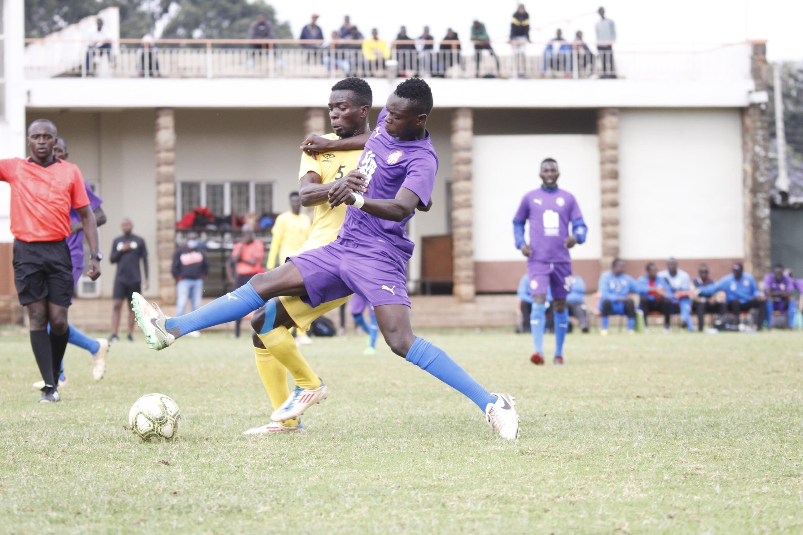 Timothy Ouma of City Stars challenging for the ball against a Sharks player during a friendly at Utalii on Sat 31 Oct 2020