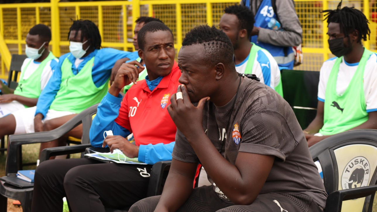 John Amboko on the touchline. He took over coaching reigns at Nairobi City Stars from mid-July 2021 after the expiry of Sanjin Alagics contract at the end of June 2021