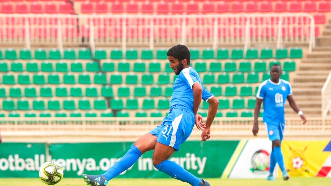 Mohammed Bajaber in action during the Elite Cup final against Kenya Police at Nyayo Stadium on Sat 1 Oct 2022
