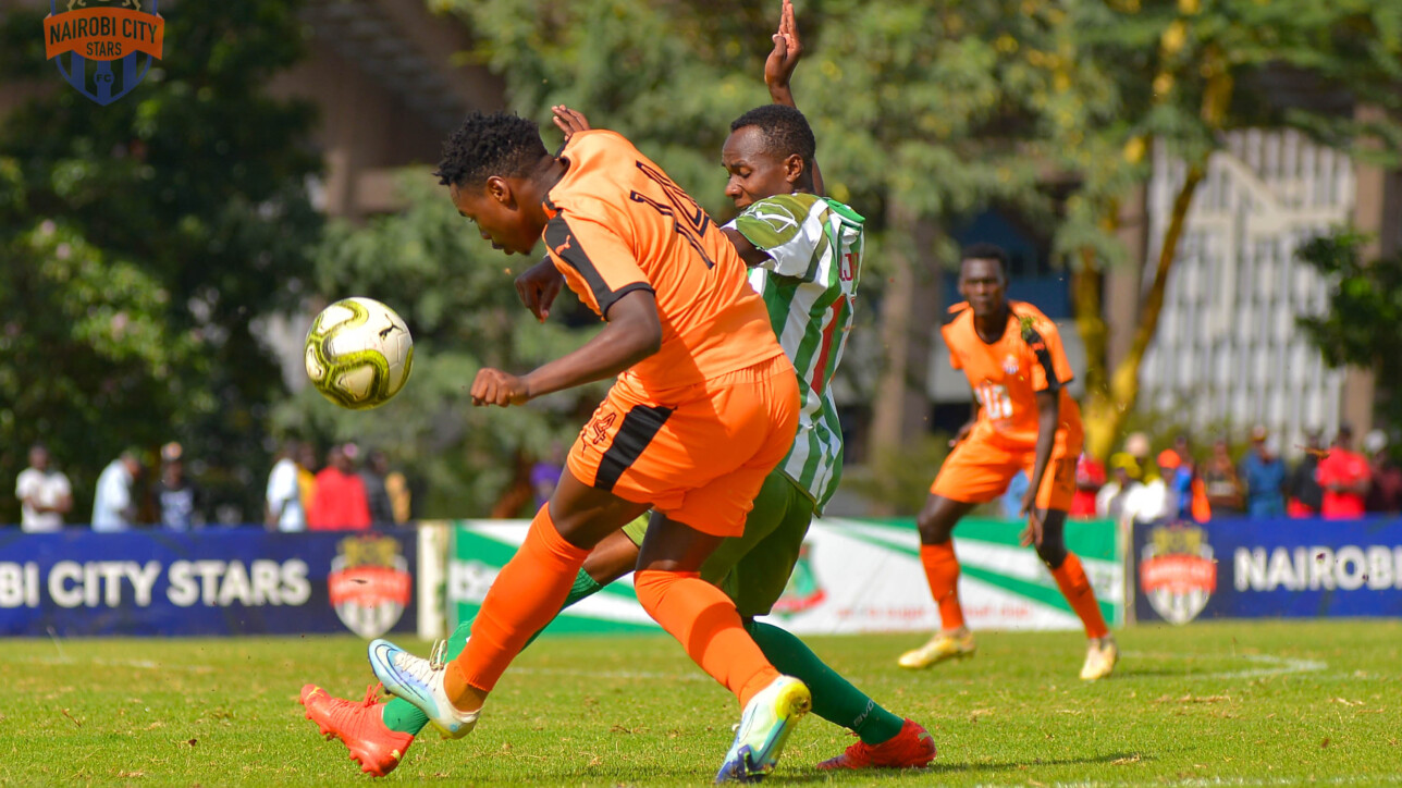 James Mazembe in action against Nzoia Sugar in Kasarani Annex on Sat 3 June 2023 during an FKF Premier League matchday 32 tie. Nzoia won it 3-2