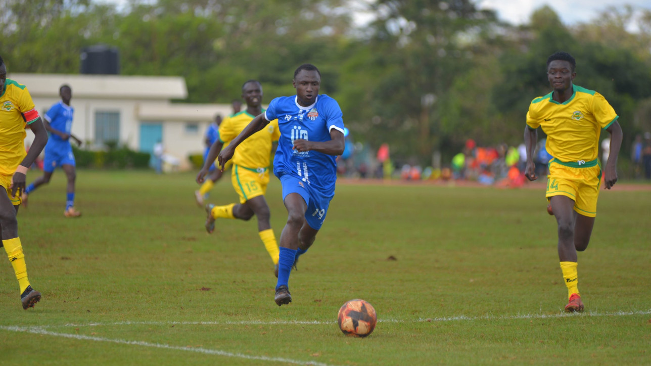 Vincent Owino against Kariobangi Sharks in an FKF Premier League matchday 12 tie  in Kasarani Annex on Sat 25 Nov 2023. He scored twice as City Stars won 3-1