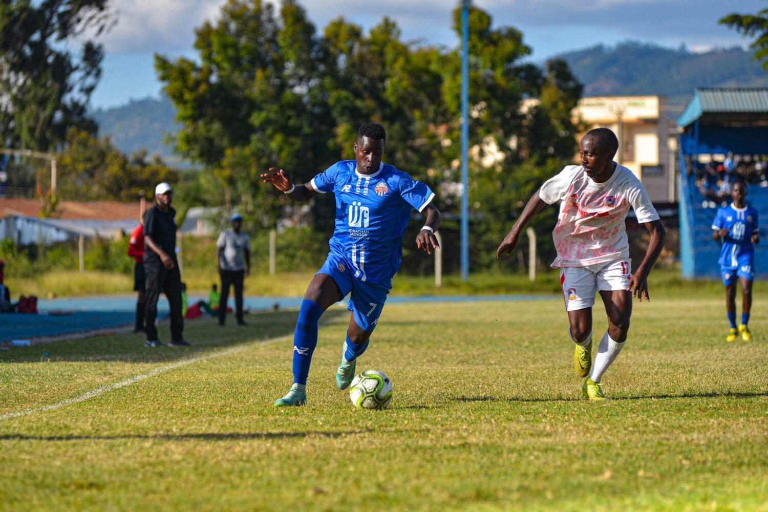 Pius Omachi in action against Shabana in an FKF PRemier LEague matchday 20 in Machakos on Sun 4 Feb 2024. It was his first topflight game in a year