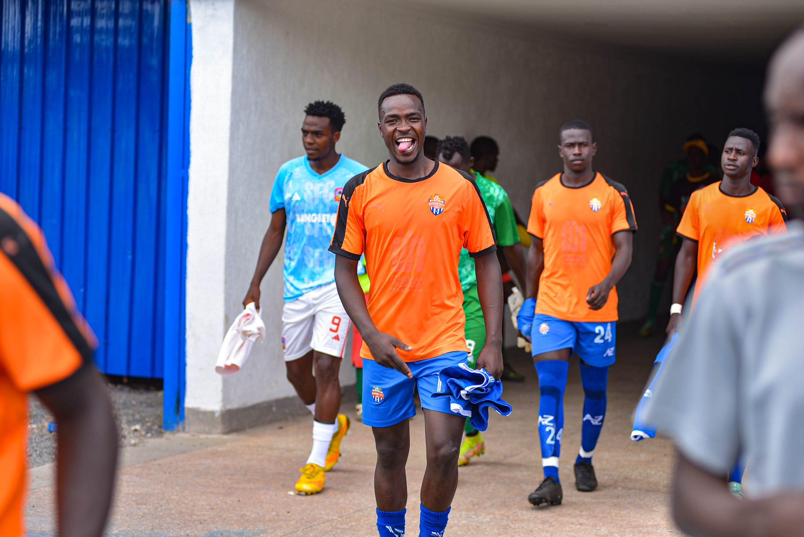 Brian Mose, Rogers Obusu out of the tunnel during a previous game against Shabana in Machakos Stadium on Sat 4 Feb 2024
