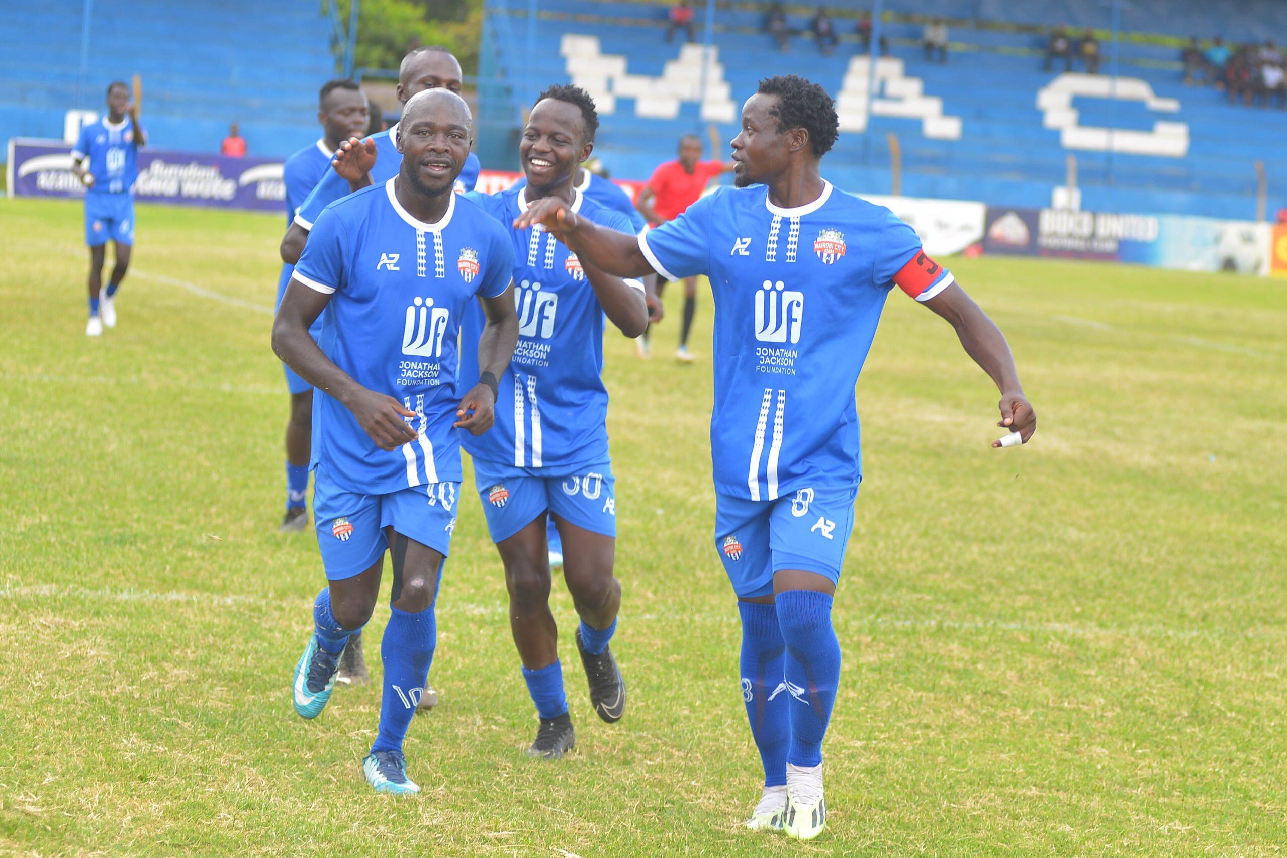 Forward Dennis Oalo celebrates his goal against Bidco United in Machakos during a matchday 24 FKF Premier League tie on Sat 9 March 2024