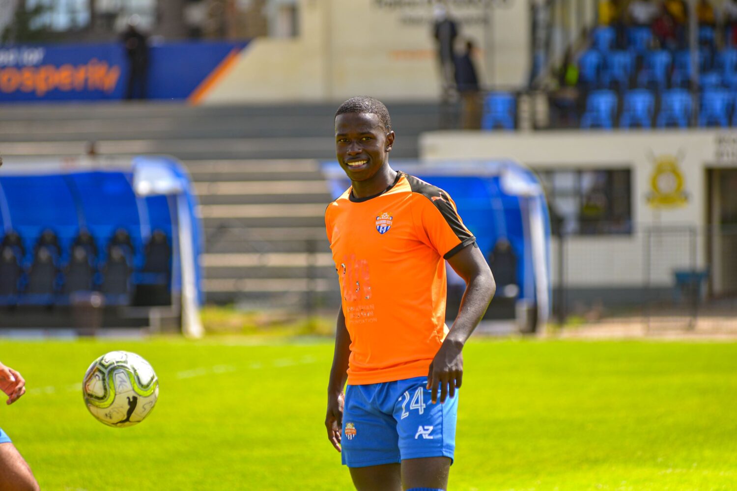 Rogers Wasega in past warm up ahead of a Tusker game at Police Sacco Stadium on 15-May-24