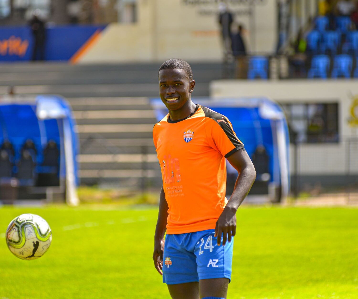 Rogers Wasega in past warm up ahead of a Tusker game at Police Sacco Stadium on 15-May-24