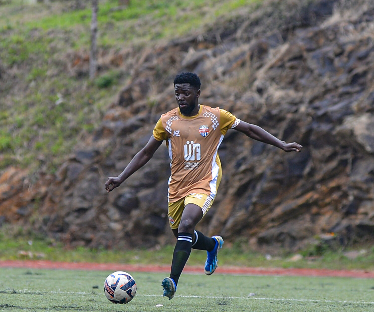 James Ssemambo training with Nairobi City Stars at the GEMS Cambridge School, Rongai
