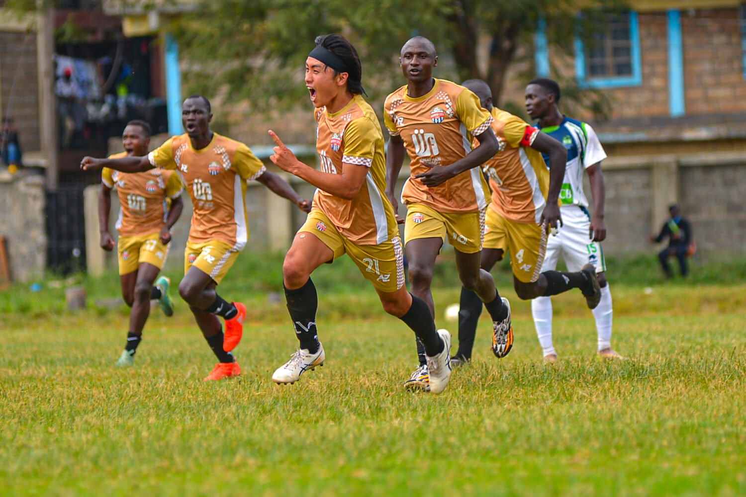 Yuto Kusaba celebrtates one of his two goals against KCB in the 2023-24 season-ender in Utalii on Sun 23 Jun 2024